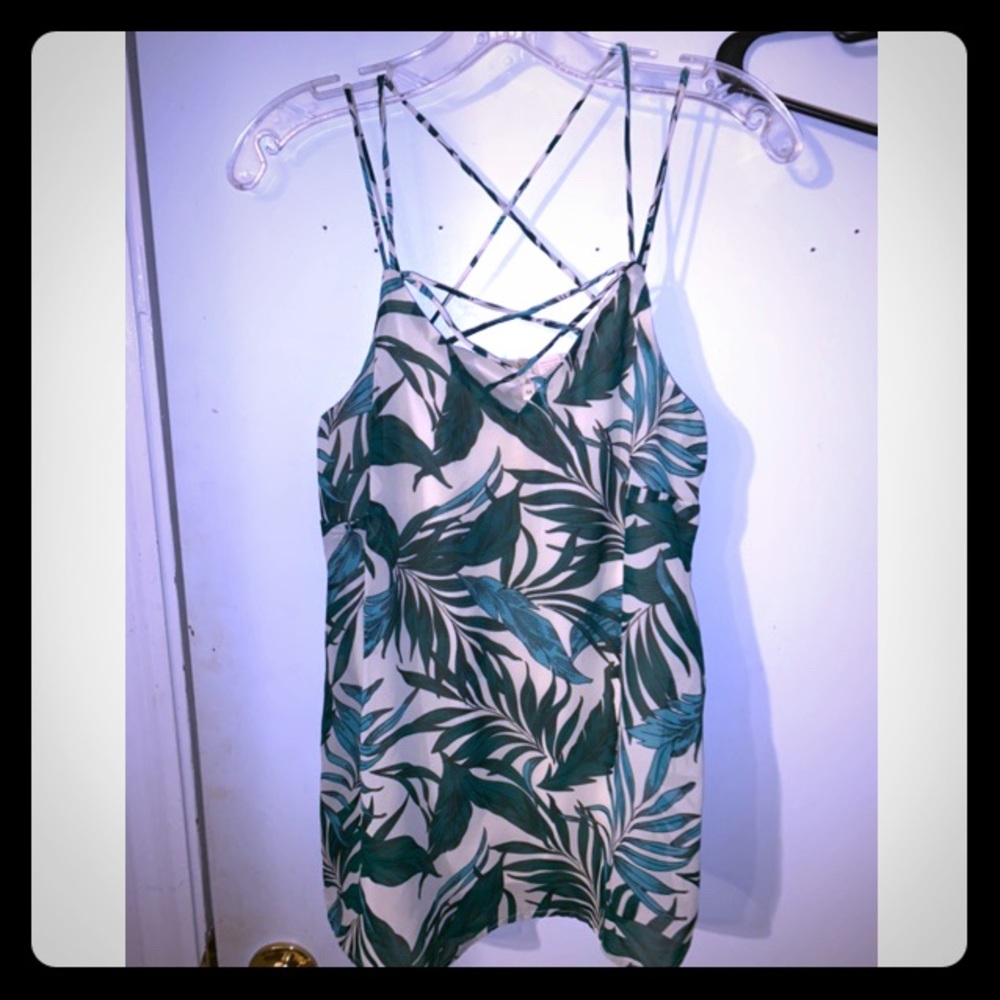 Japna palm print sleeveless strappy blouse